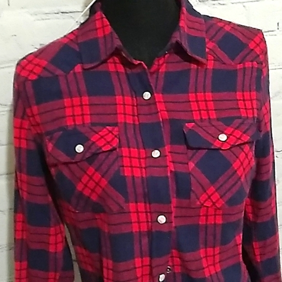 LS Pearl Snap ButtonClosure Flannel Shirt Black - Picture 5 of 12